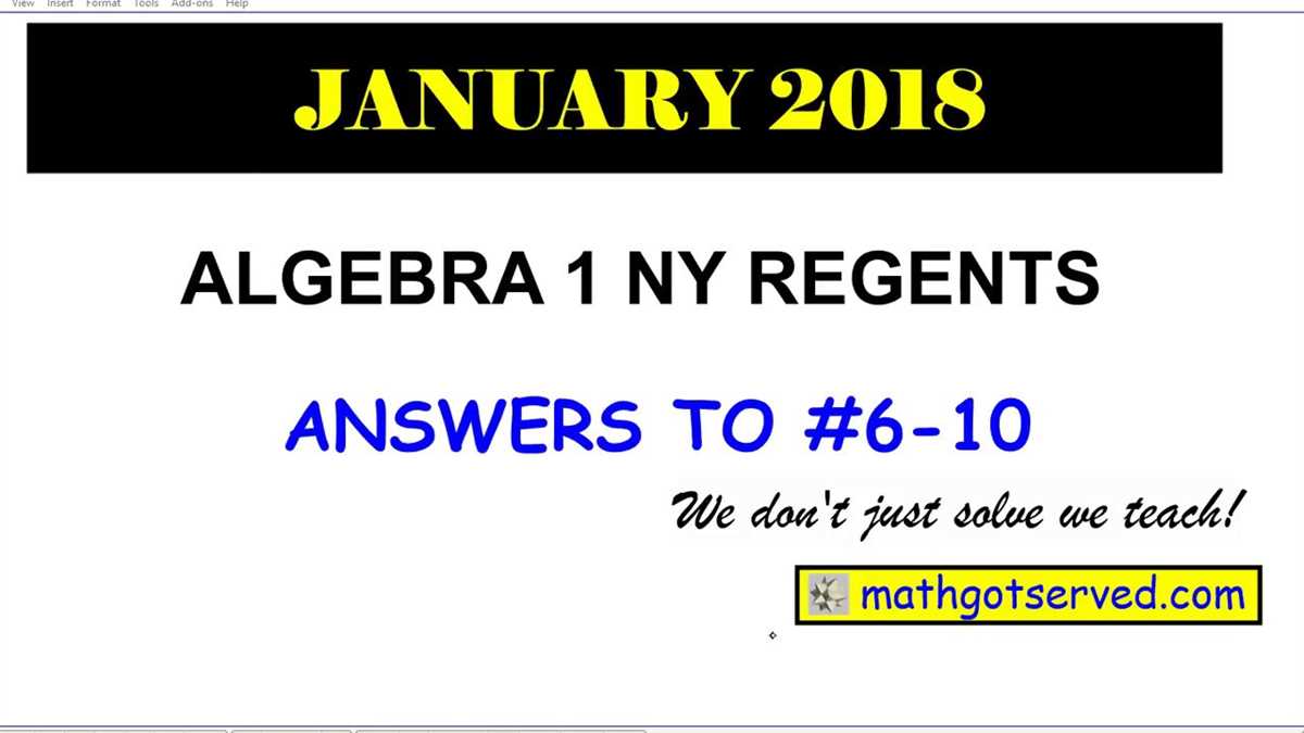 Tips for Answering Multiple-Choice Questions on the Algebra 1 2018 Regents Exam