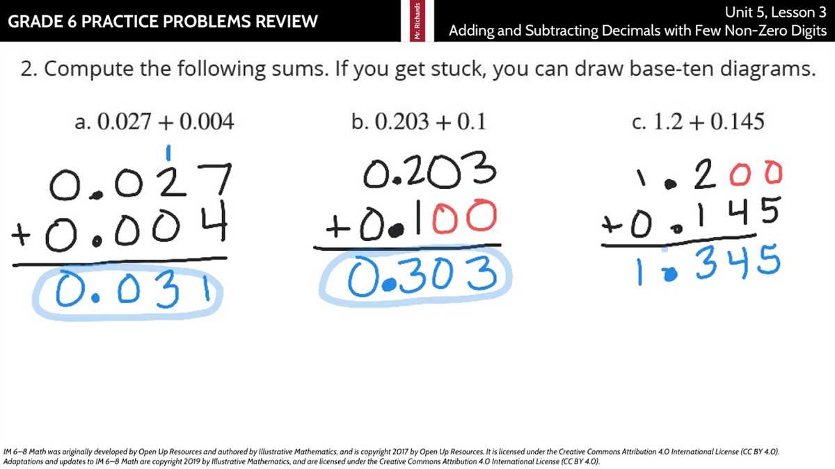 Unit 3 lesson 6 practice problems answer key