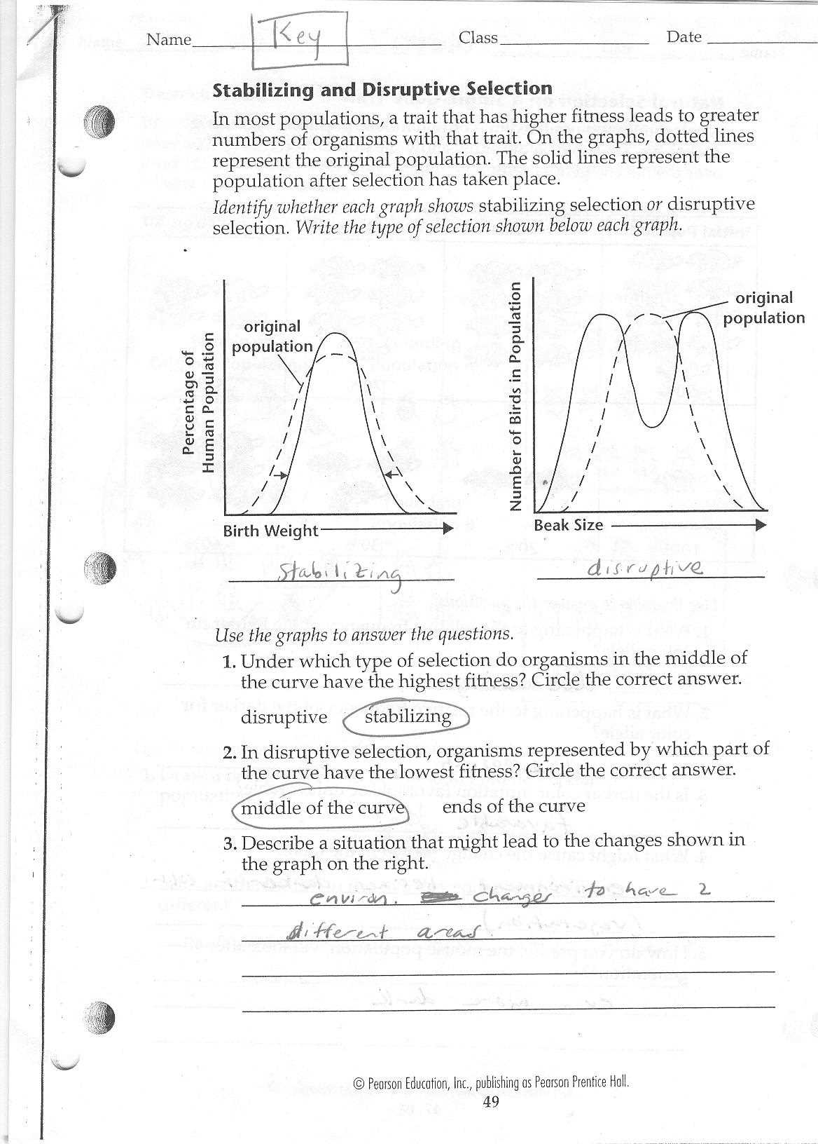 Selection and speciation answer key