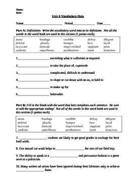 Vocabulary Words: