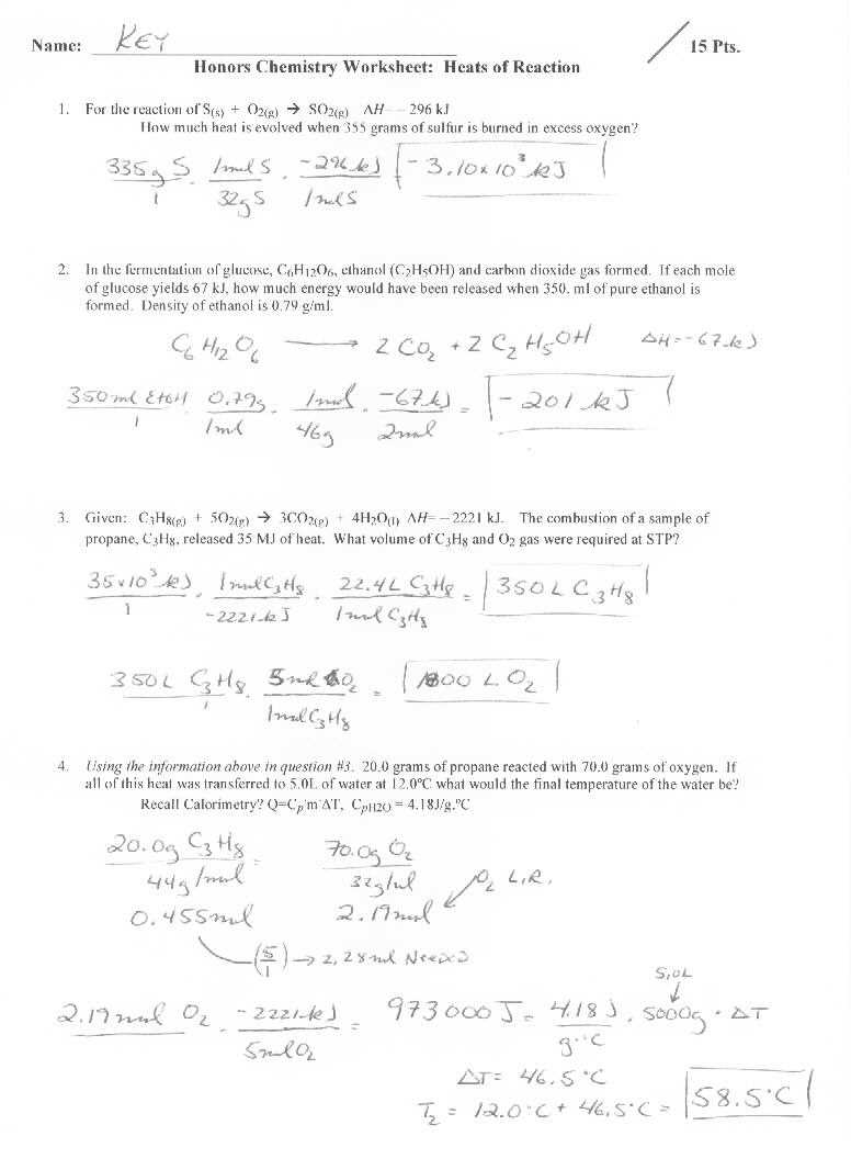 Chemistry stoichiometry test answer key