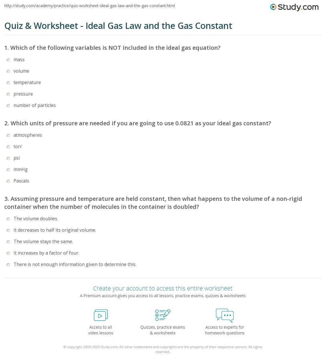 Answers to Gas Variables Packet Gas variables packet answers