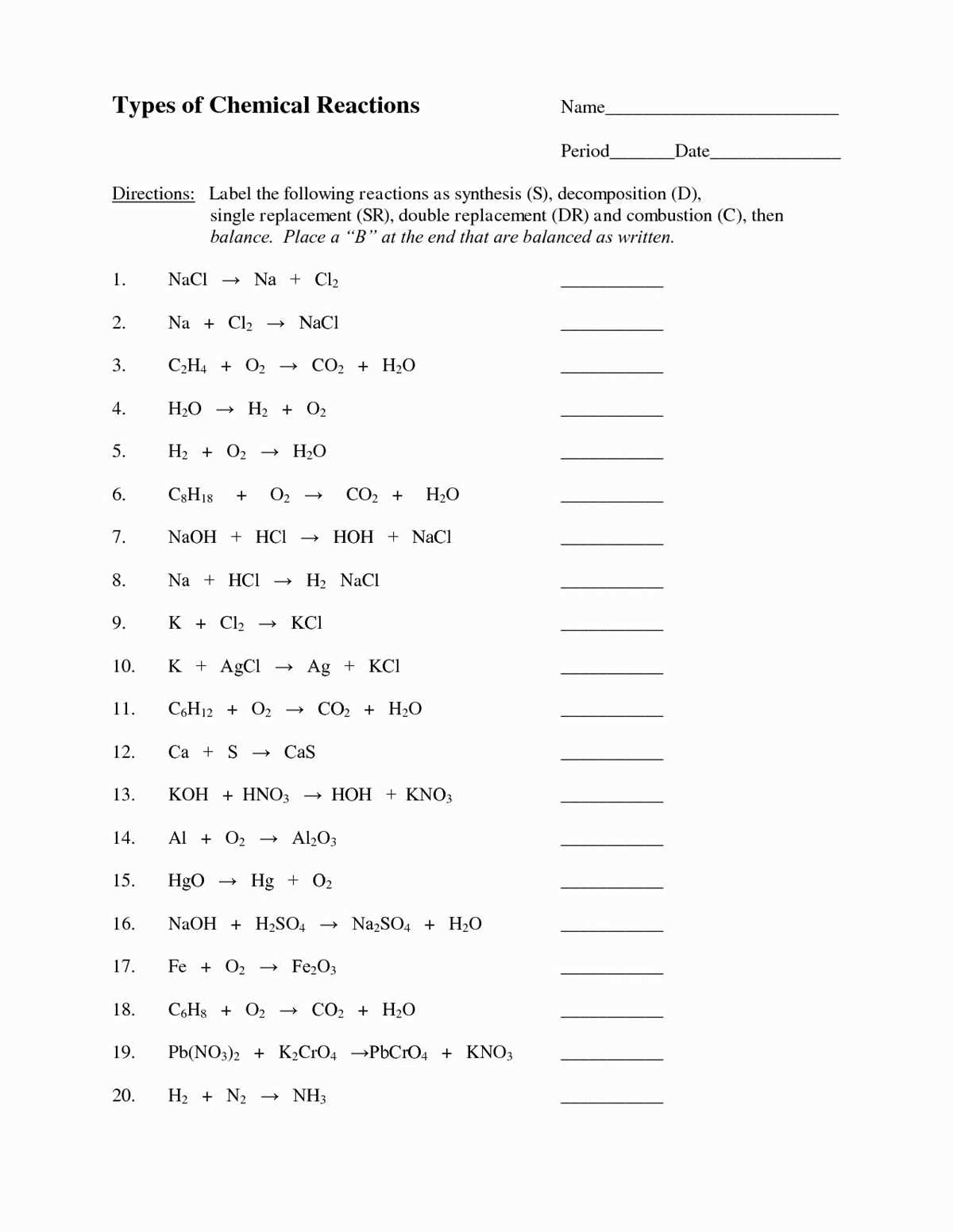 Basic Concepts of Chemical Reactions