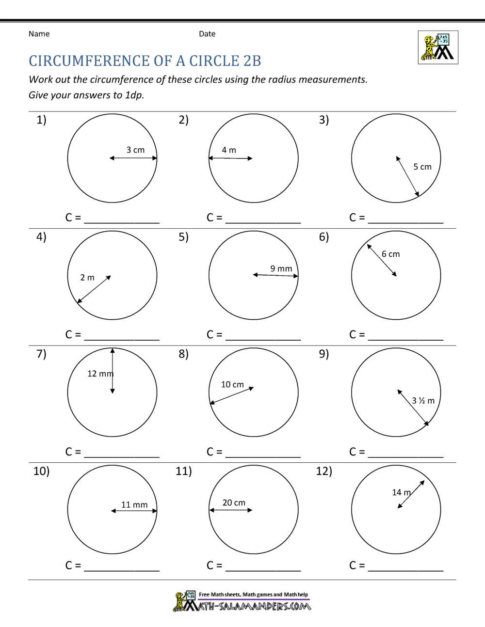 Areas of circles and sectors worksheet answers