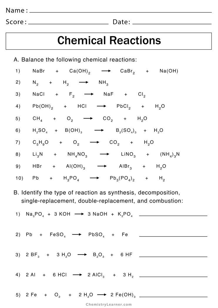 Balancing Chemical Equations