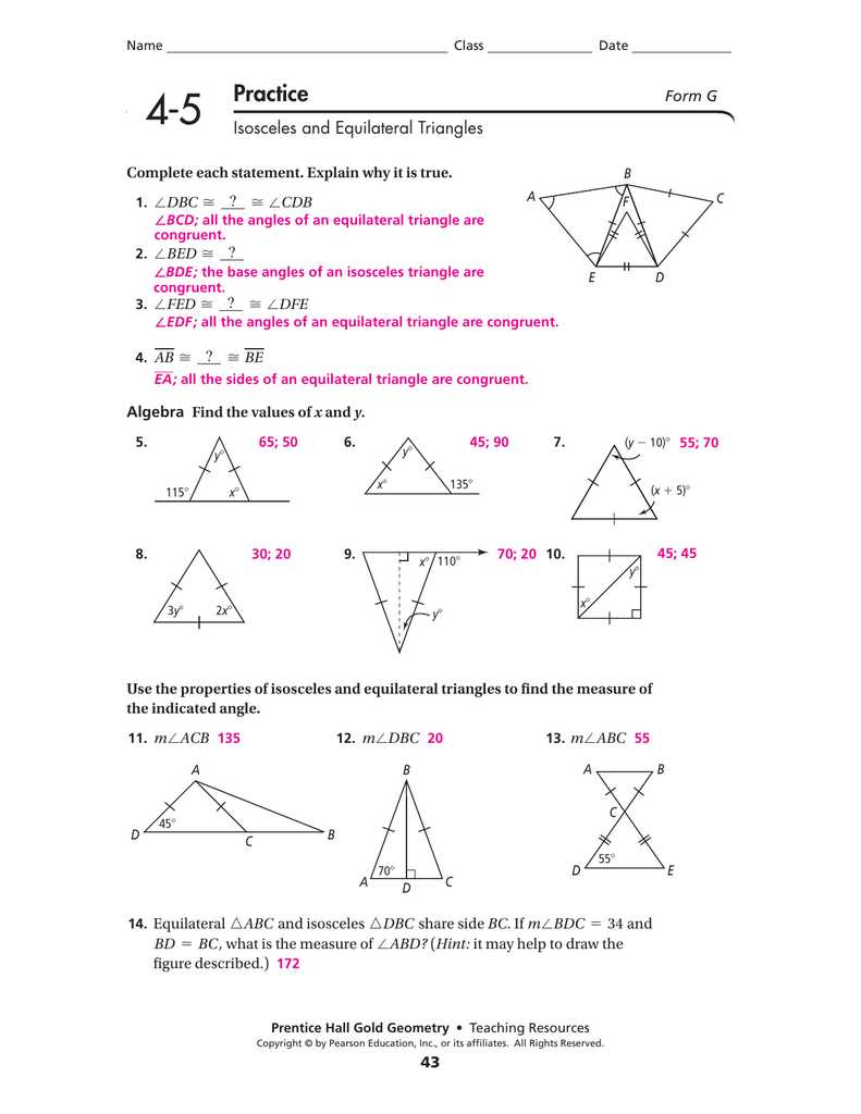 5.4 practice a geometry answers