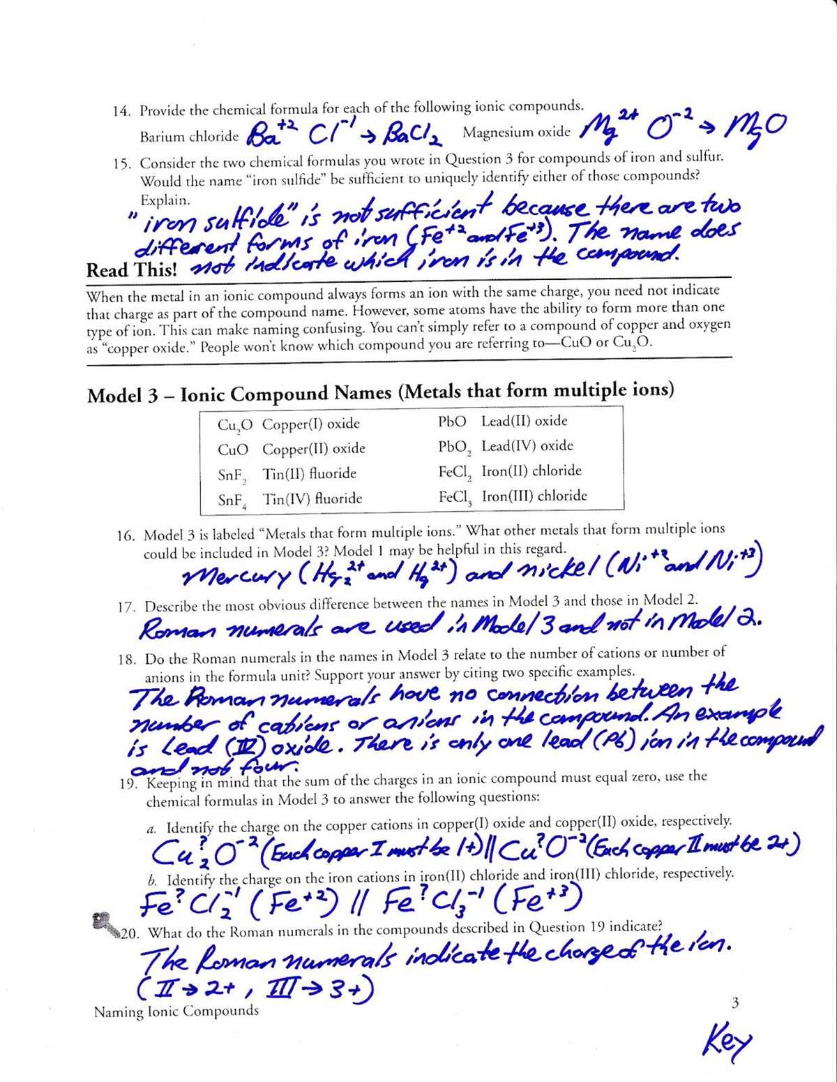 Practice Problems with Polyatomic Ions