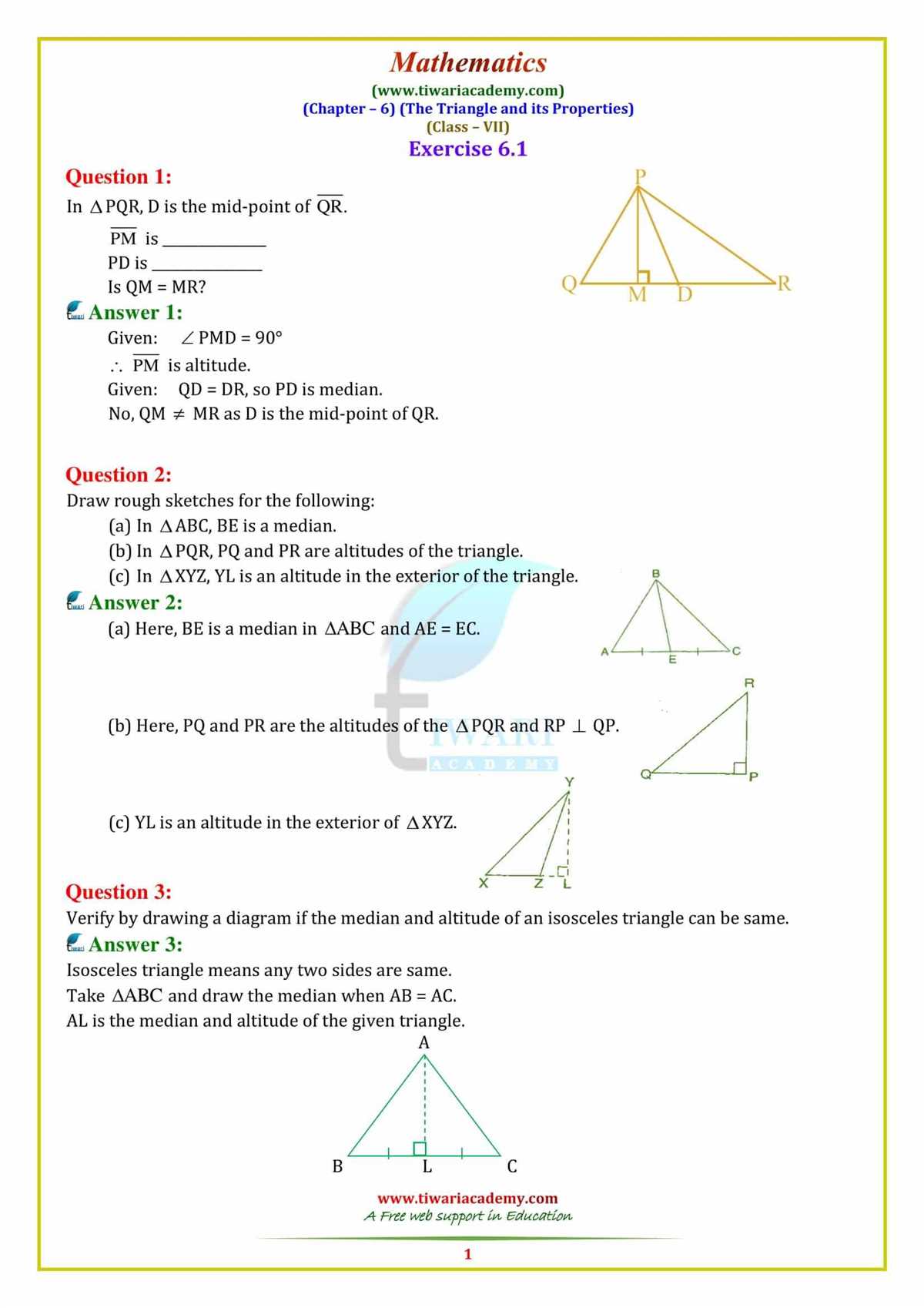Solving problems involving 5 2 medians and altitudes of triangles