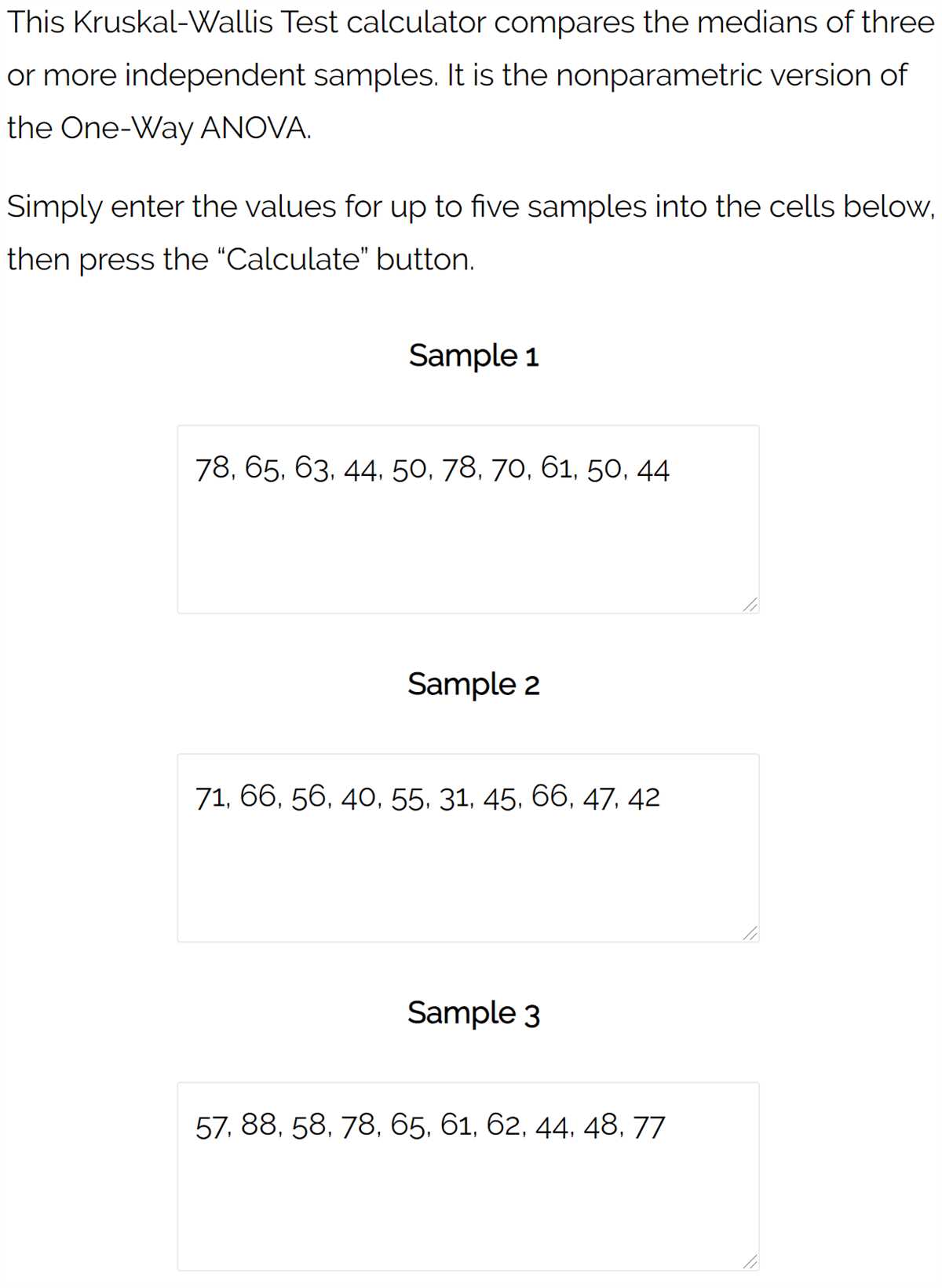 Calculating Kruskal-Wallis Test with Our Online Calculator Kruskal wallis h test calculator