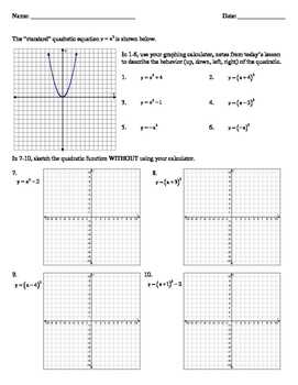 How to Find Quadratic Transformations Worksheet Answers