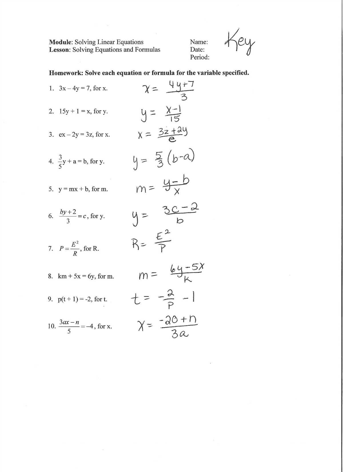 How to Solve Literal Equations