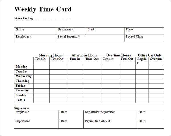 1. Fill Out the Weekly Time Card