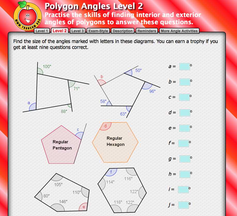Geometry 6-1 angles of polygons answers