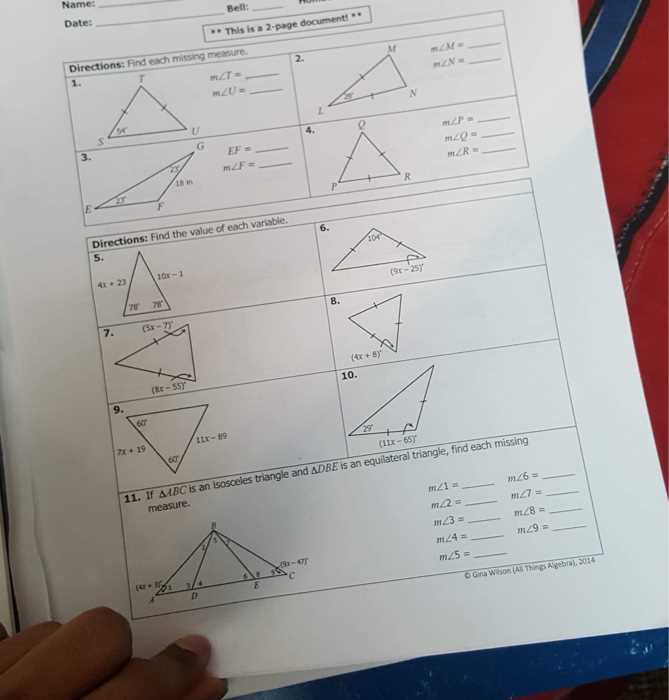 Triangle inequalities coloring activity answers