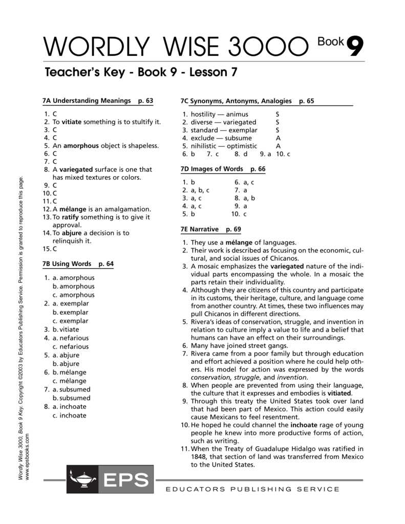 Wordly wise book 5 lesson 5 answer key