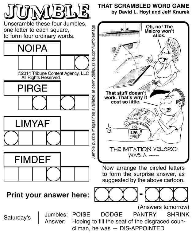 What is Daily Jumble Answers for Today?