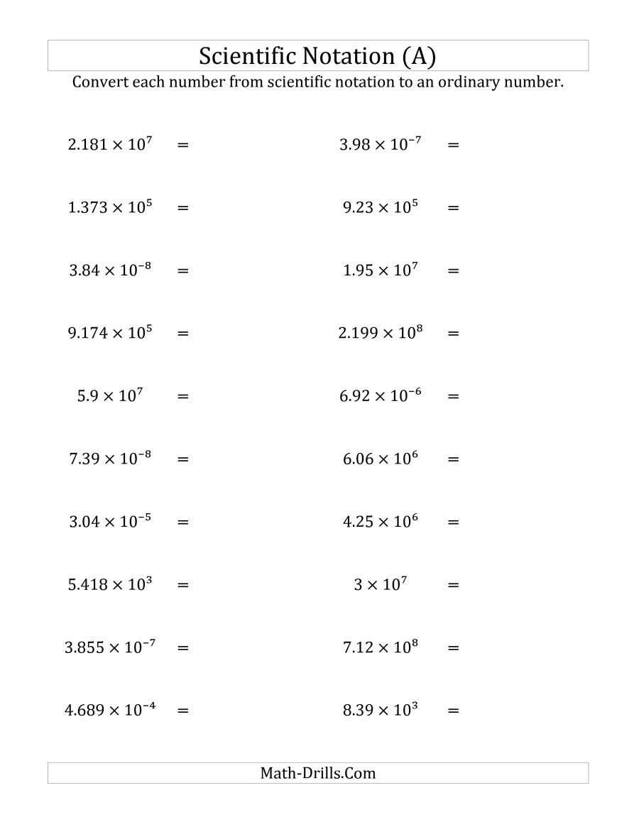 Converting Numbers from Scientific Notation to Standard Form