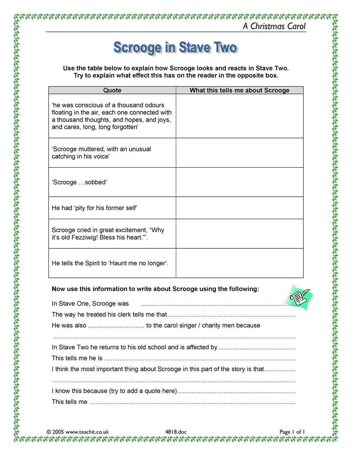 A Christmas Carol Stave 1: Questions and Answers