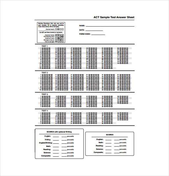 Practice Resources and Tools for the ACT Sample Answer Sheet