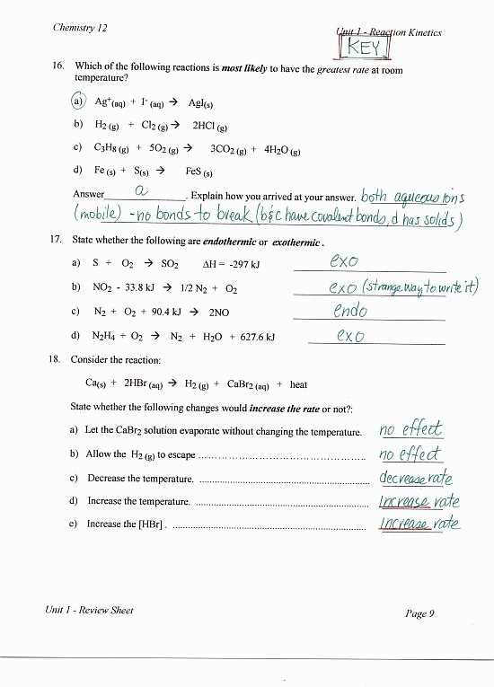 Chemistry Final Exam Review Worksheet Answers
