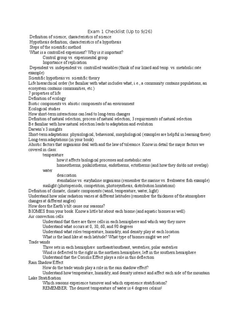 Important Dates and Information for Bio 111 Exam 1