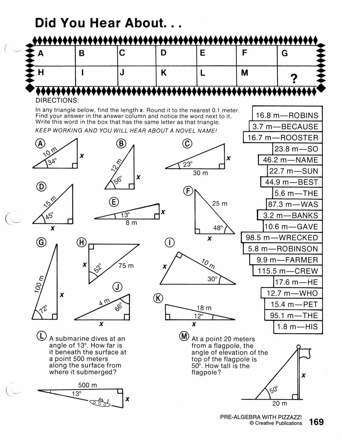 Understanding Algebra with Pizzazz