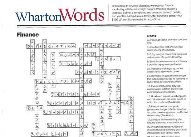 Commonly Used Economic Terms in Crossword Puzzles
