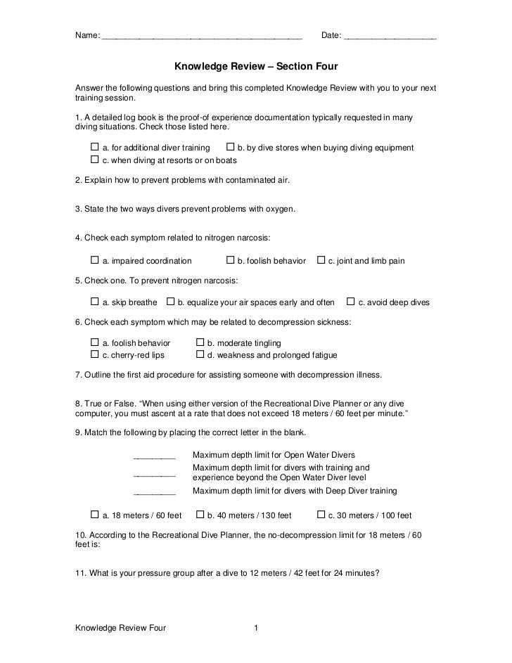 PADI Nitrox Exam Questions