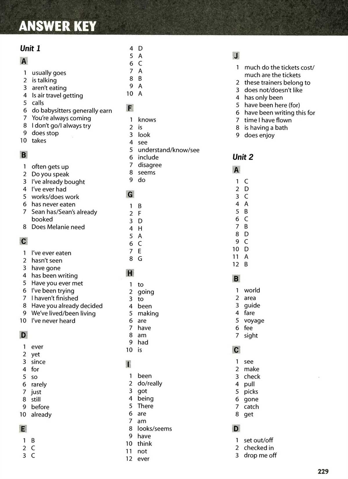 Further Resources for Capitulo 2b Answer Key