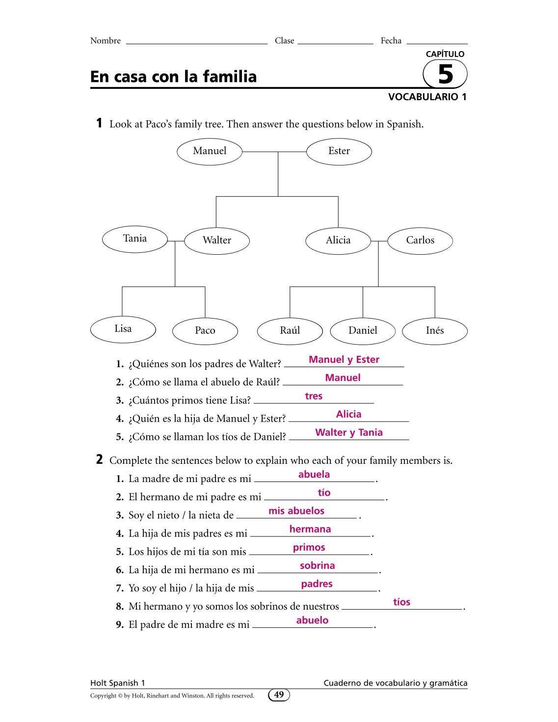 Uncover the Answers to Vocabulario 1 Capitulo 5! Vocabulario 1 capitulo 5 answers