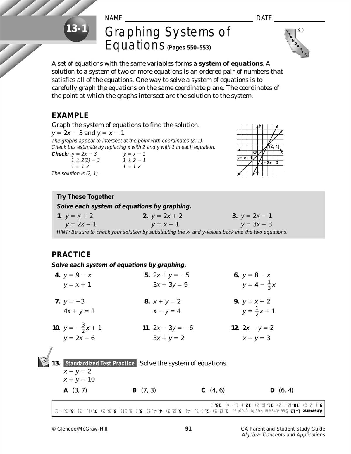 Skills practice answers algebra 2