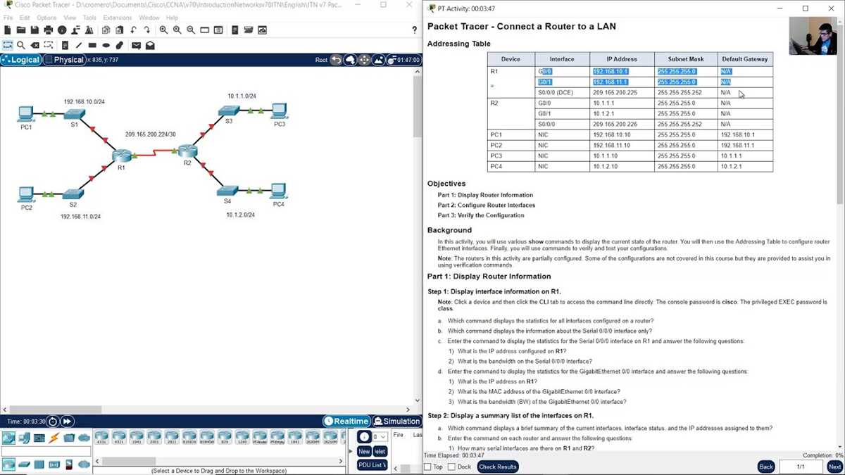 Exploring the features of 10.4.1.1 packet tracer