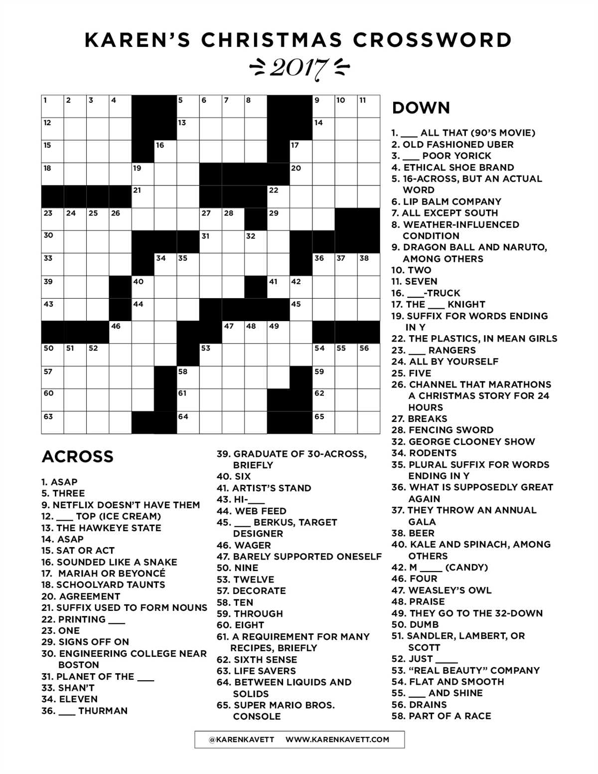 Printable Christmas Crossword Puzzles for Adults with Answers