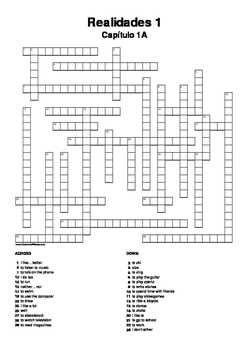Solutions to the Crossword Puzzle on Page 47 of Realidades 2 Capitulo 2b Realidades 2 capitulo 2b crossword answers page 47