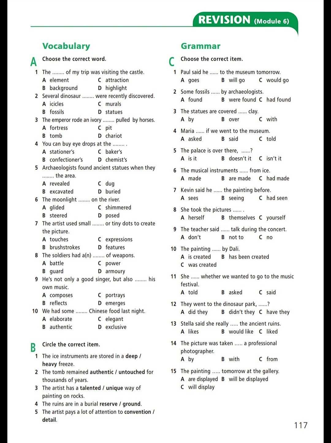Recuerdos Capítulo 6 Vocabulario 1 Answer Key