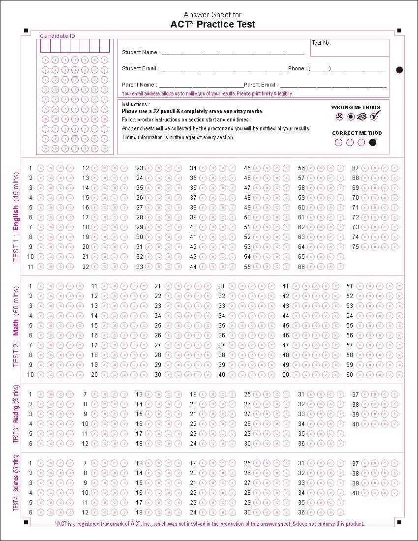 Tips for Filling Out the ACT Sample Answer Sheet