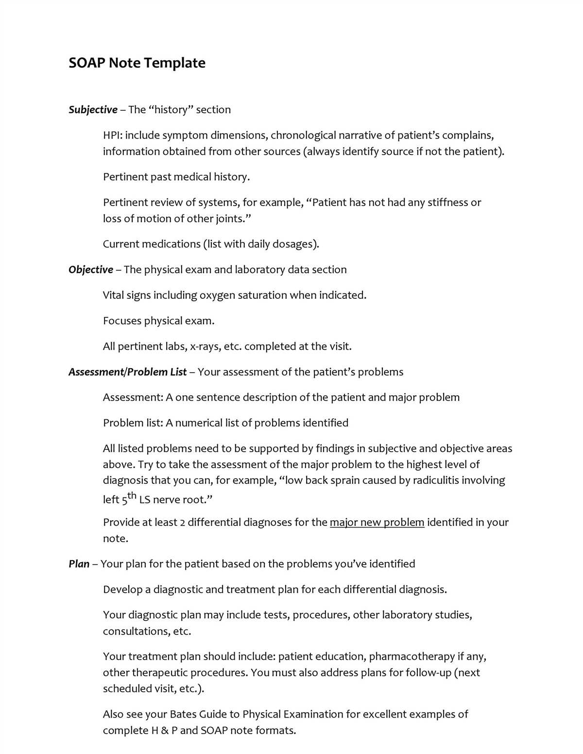 Soap note physical exam