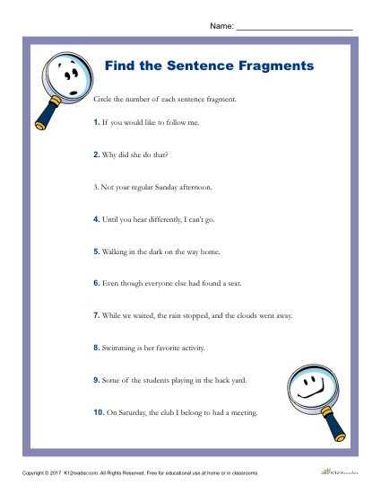 1. Subordinate Clause Fragments