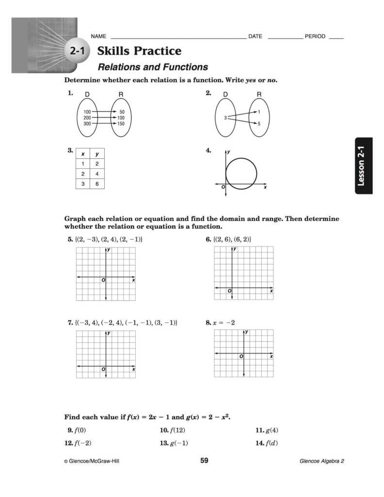 Skills Practice Answers for Algebra 2