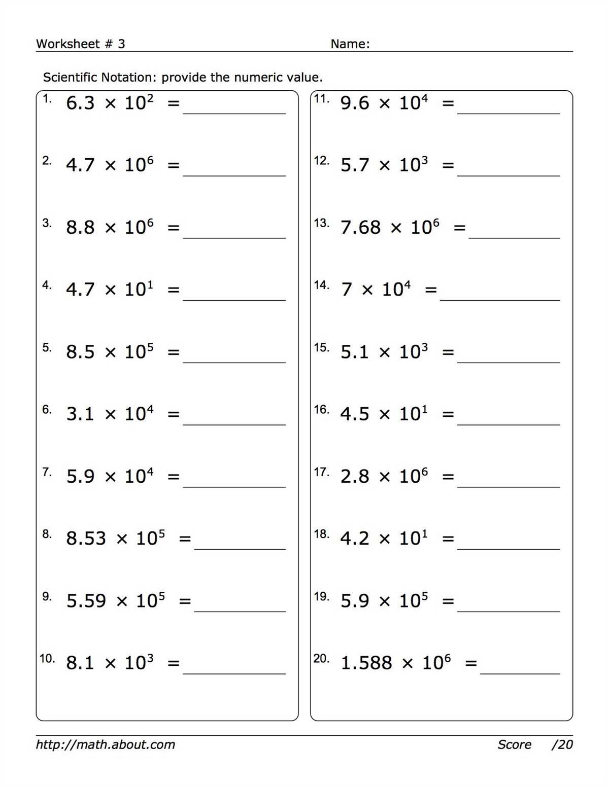 Converting Numbers from Standard Form to Scientific Notation